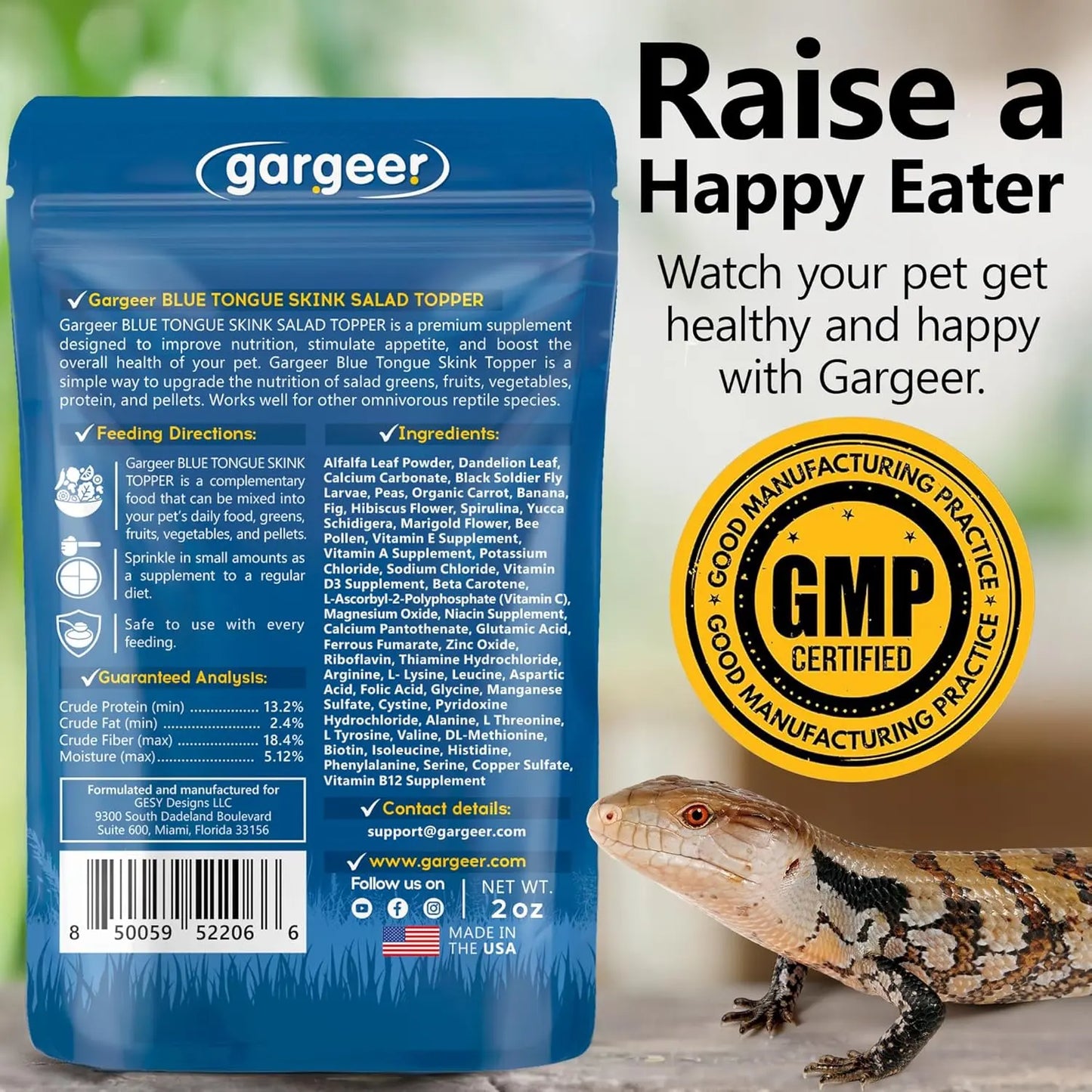 Gargeer Flower Salad Mix Blue Tongue Skink Food Topper 2oz Gargeer