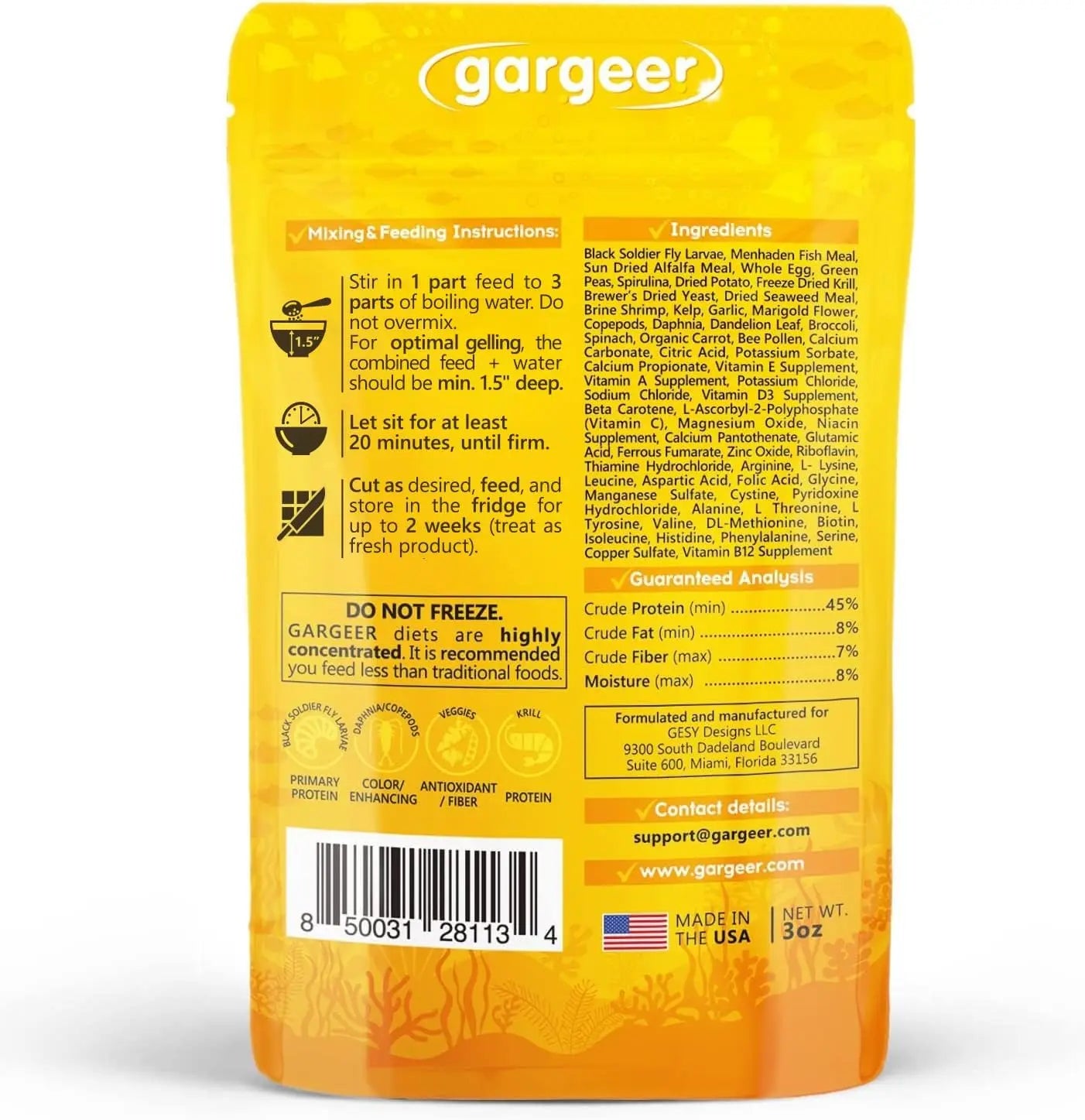 Gargeer Premium Goldfish Food for Advanced Breeders 3oz Gargeer