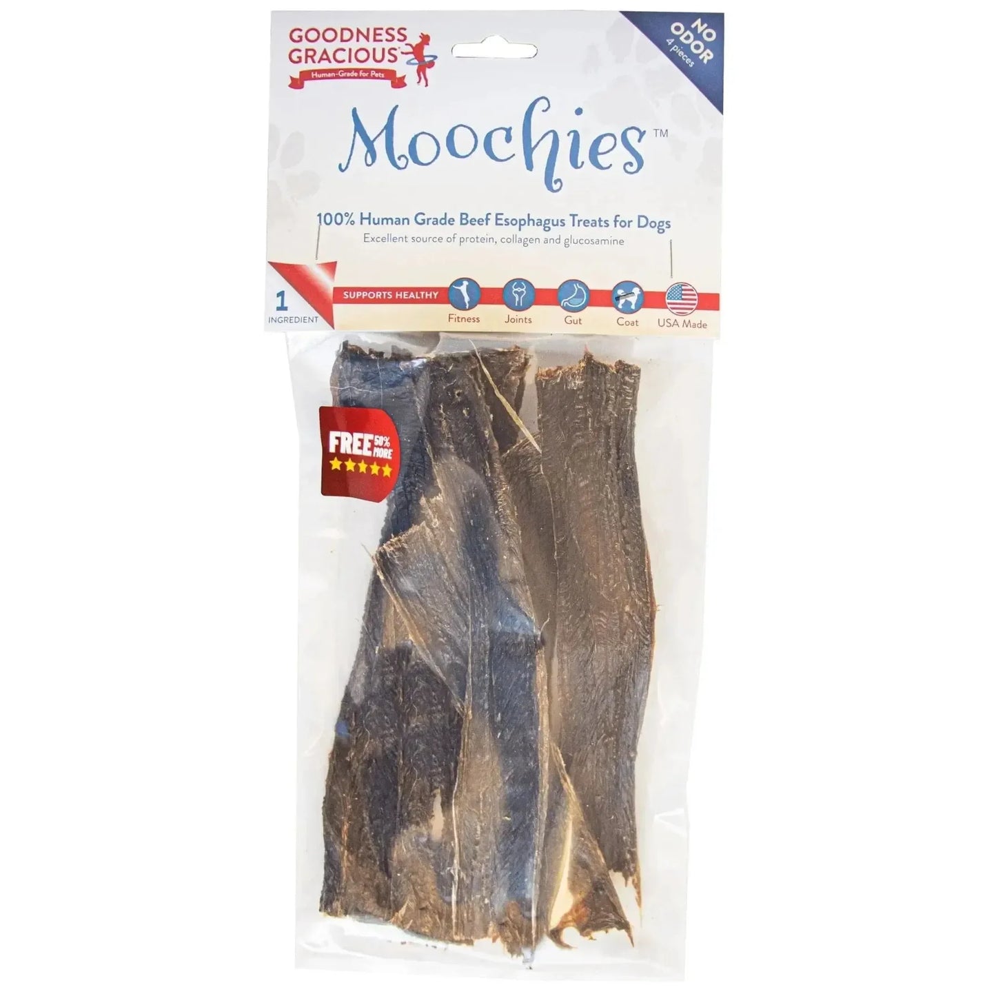 Goodness Gracious Moochies Beef Esophagus for Dogs 4ct Talis Us