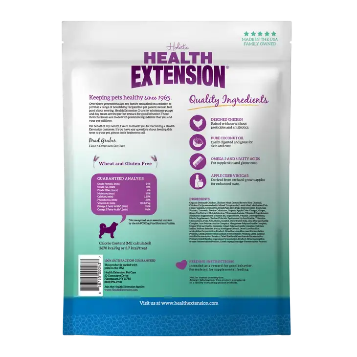 Health Extension Crunchy Dog Treats with Chicken 1 lb Health Extension