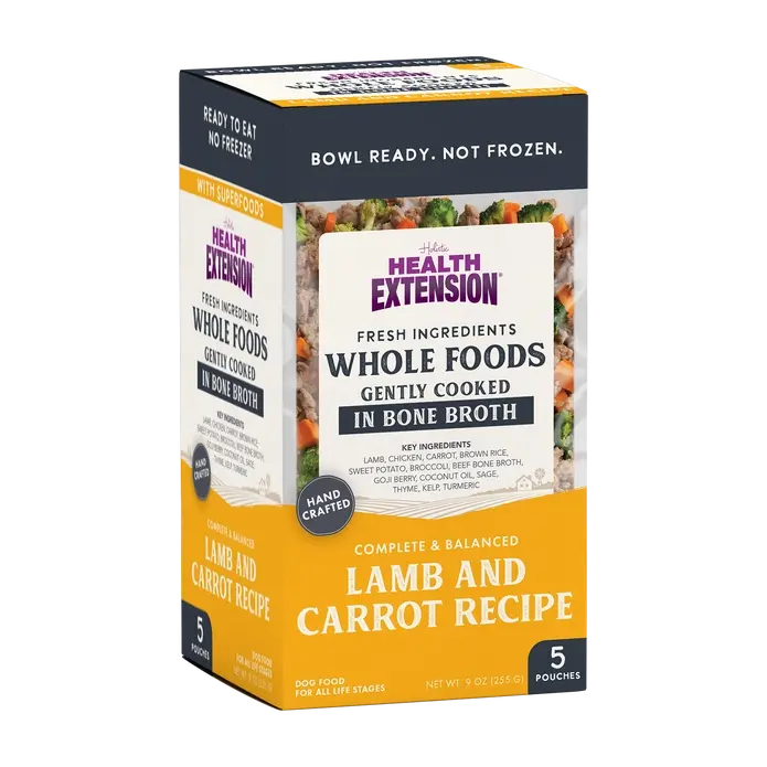 Health Extension Gently Cooked Lamb & Carrot Recipe Pouches For Dogs 9oz Health Extension