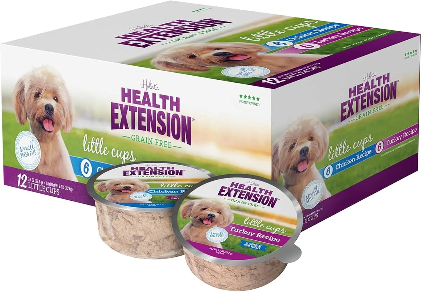 Health Extension Little Cups Chicken & Turkey Recipe Variety Pack Small Breed Wet Puppy Food 3.5oz/ 12 Cups Health Extension