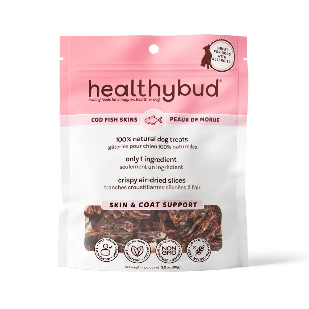 Healthybud Cod Skins Dehydrated Hypoallergenic Dog Treats 2.8oz Healthybud