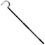 The Lugarti Heavy Duty Snake Hook features a black metal stick with a stainless steel silver hook on one end and a rubber grip handle on the other, designed for comfortable handling and safely reaching or pulling objects.