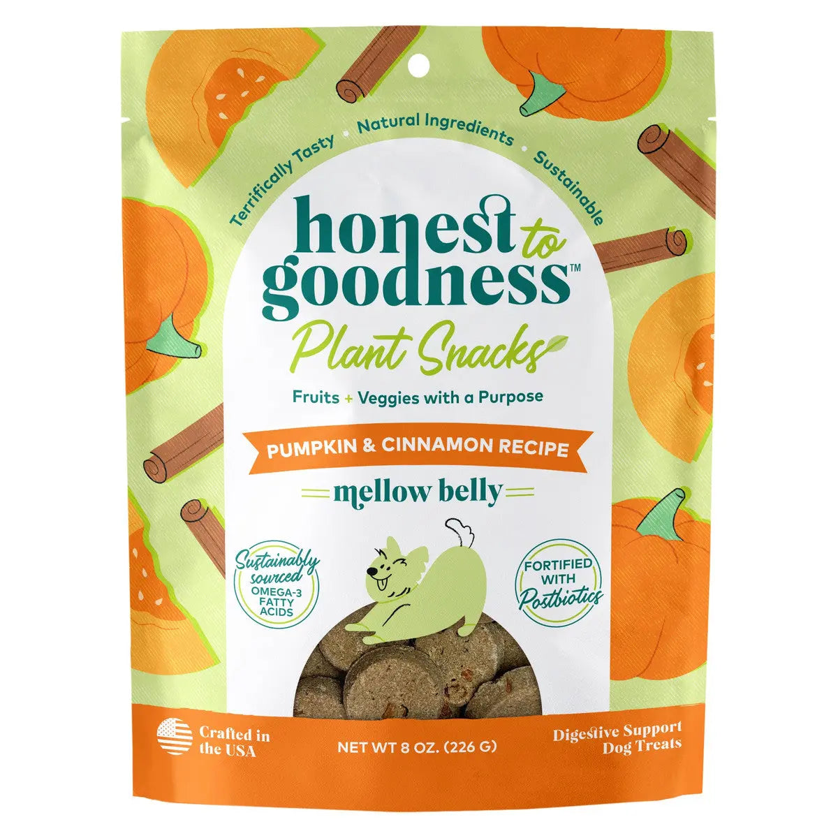 Honest To Goodness™ Plant Snacks Mellow Belly Pumpkin & Cinnamon Recipe Dog Treats 8oz Honest To Goodness
