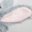 Close-up of a soft, plush gray ear with light pink lining from the HuggleHounds Birch Bunny X-Brace Tough Squeaky Plush Dog Toy, shown against a plain background.