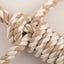 The HuggleHounds Birch Bunny X-Brace Tough Squeaky Plush Dog Toy by HuggleHounds features durable, beige and white twisted rope in a secure knot—perfect for pups who love to chew. Ideal for interactive and long-lasting play.