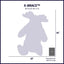 A silhouette of the HuggleHounds Birch Bunny X-Brace Tough Squeaky Plush Dog Toy (16H x 13W x 4D) beside a standard card deck on a 20x20 grid showcases this durable plushs impressive size.