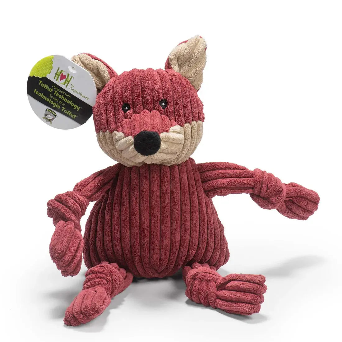HuggleHounds Durable Plush Corduroy Knottie Squeaky Dog Toy HuggleHounds