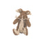 The HuggleHounds Maple Moose X-Brace Tough Squeaky Plush Dog Toy features soft brown and beige fabric with rope limbs and nose, sitting upright on a white background.