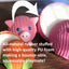 A close-up of the HuggleHounds Ruff-Tex Squeaky Ball Dog Toy, made of all-natural rubber and high-quality PU foam. Text reads: HuggleHounds all-natural dog toy—squeaky, bouncy, and squeezable for endless play!.