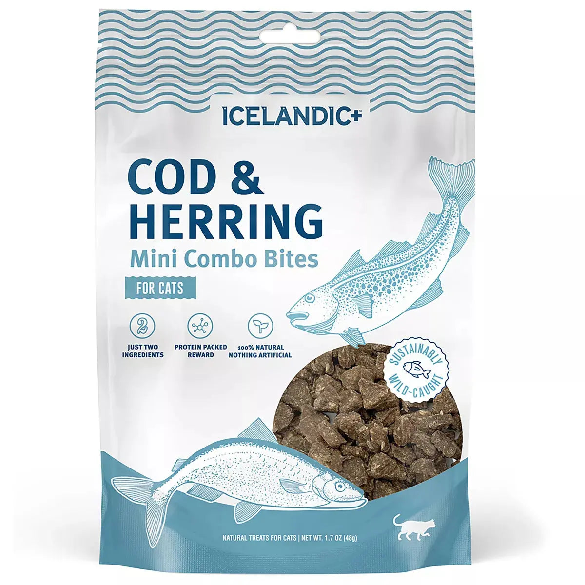 Icelandic+ Cod & Herring Mini Combo Bites Treats For Cats 1.7 oz Icelandic+