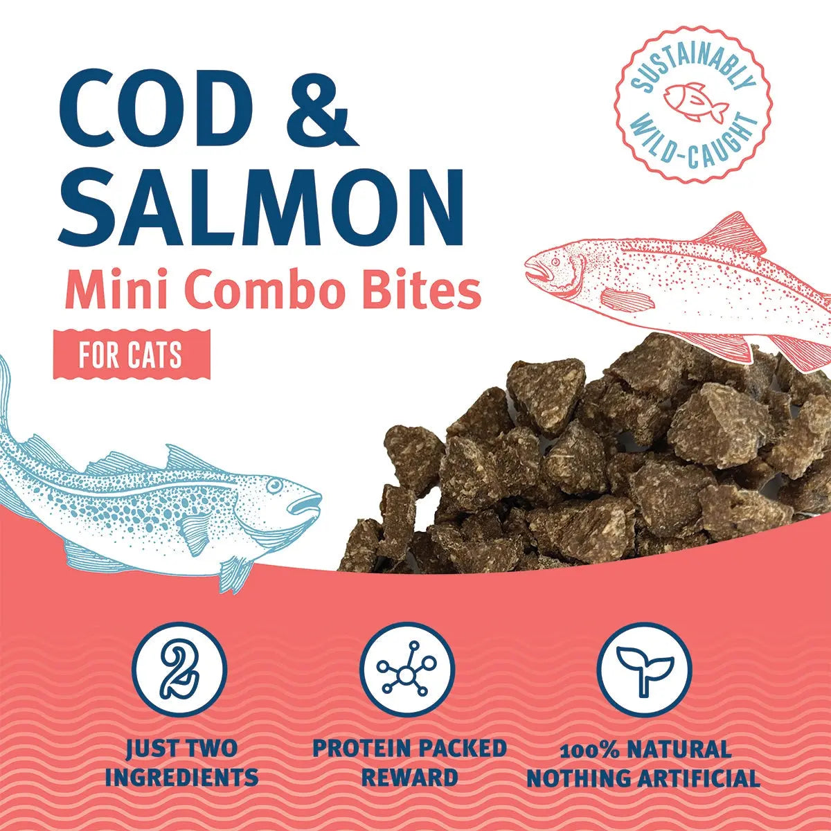 Icelandic+ Cod & Salmon Mini Combo Bites Treats For Cats 1.7 oz Icelandic+
