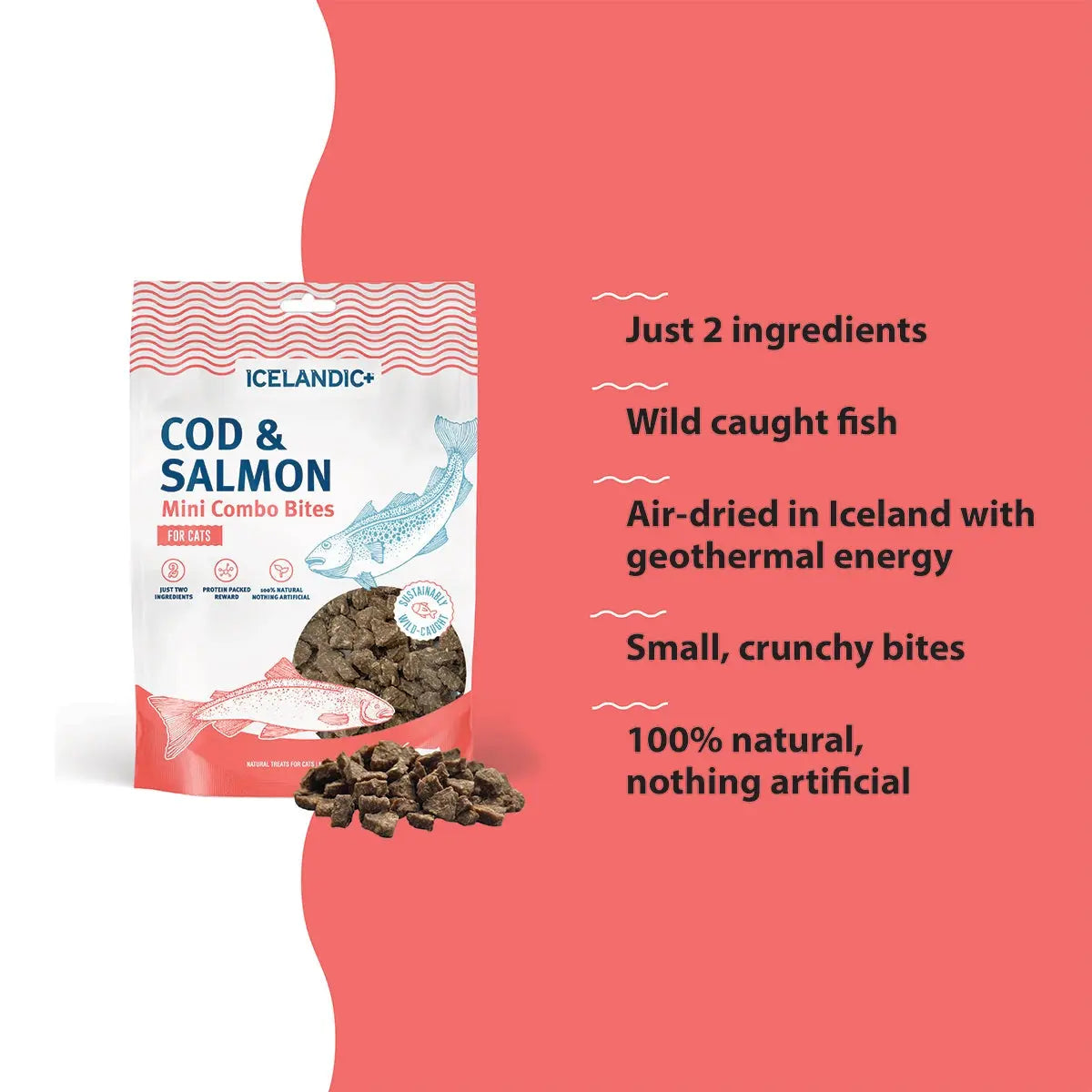 Icelandic+ Cod & Salmon Mini Combo Bites Treats For Cats 1.7 oz Icelandic+