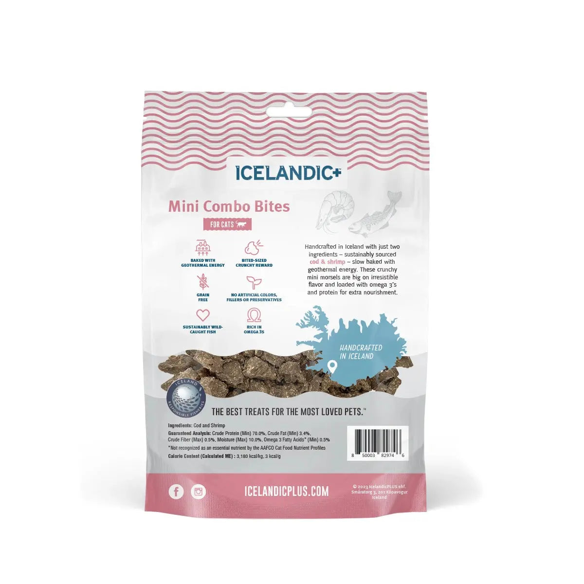Icelandic+ Cod & Shrimp Mini Combo Bites Treats For Cats 1.7 oz Icelandic+