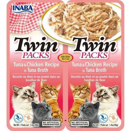 Inaba Twin Packs Tuna and Chicken Recipe in Tuna Broth for Cats Inaba