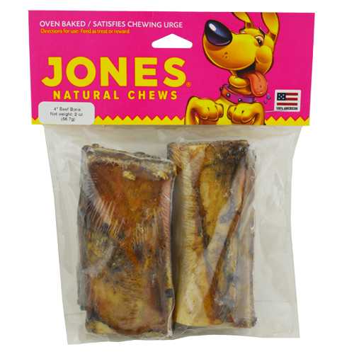 Jones Natural Chews Beef Rib Bone 4" Small Dog Chew 4ct Jones Natural Chews