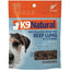 K9 Natural Beef Lung Protein Bites Air-Dried Dog Treats 2.1oz are made from grass-fed New Zealand beef. The grain-free, high-protein bag features a dogs face and 60g net weight. Brand: K9 Natural.