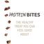 K9 Natural Beef Lung Protein Bites Air-Dried Dog Treats 2.1oz are arranged vertically on the left of a white background. Large text says K9 NATURAL PROTEIN BITES with the tagline: THE HEALTHY TREAT YOU CAN FEEL GOOD ABOUT.