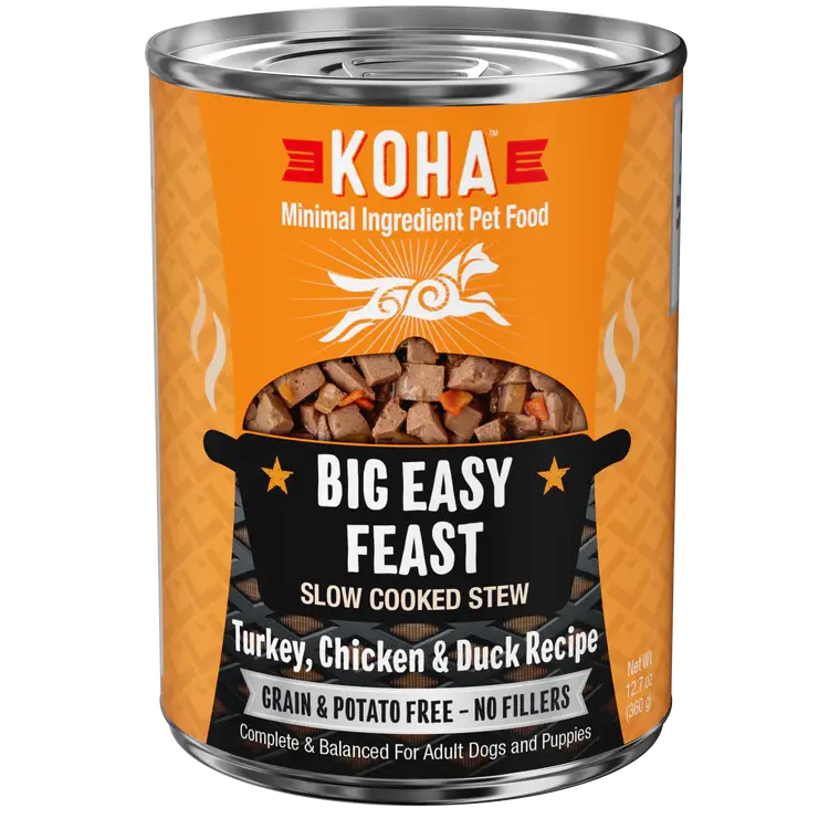 KOHA Big Easy Feast Slow Cooked Stew Turkey, Chicken, & Duck for Dogs 12.7oz Case of 12 KOHA