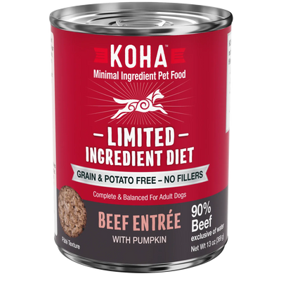 KOHA Limited Ingredient Diet Beef Entrée for Dogs 13oz Cans Case of 12 KOHA