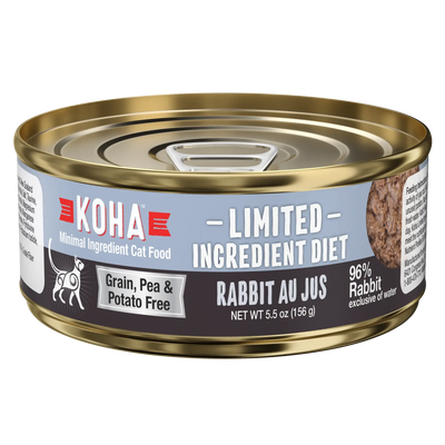 KOHA Limited Ingredient Diet Rabbit Au Jus Wet Cat Food  Cans Case of 24 KOHA
