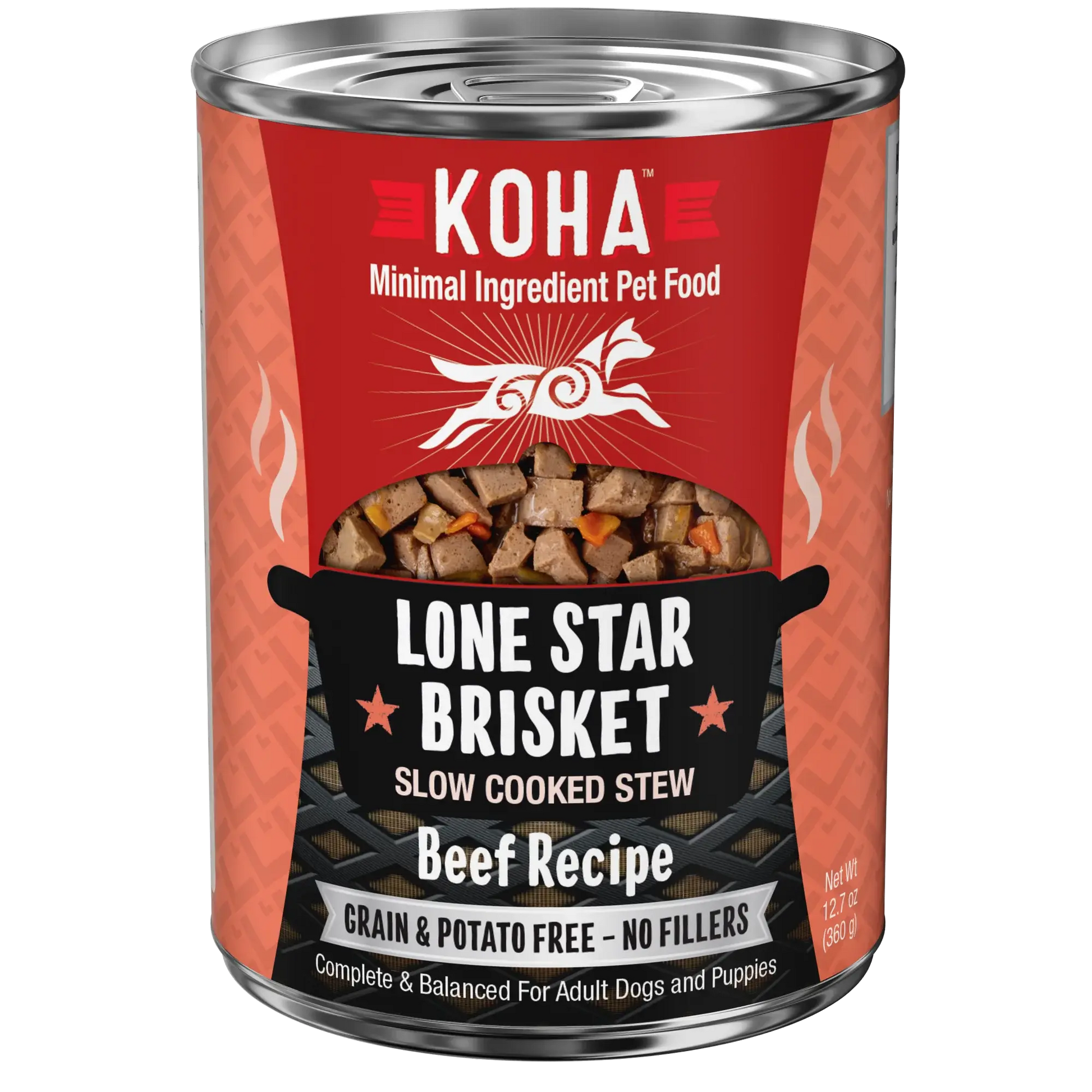 KOHA Lone Star Brisket Slow Cooked Stew Beef Recipe for Dogs 12.7oz Case of 12 KOHA