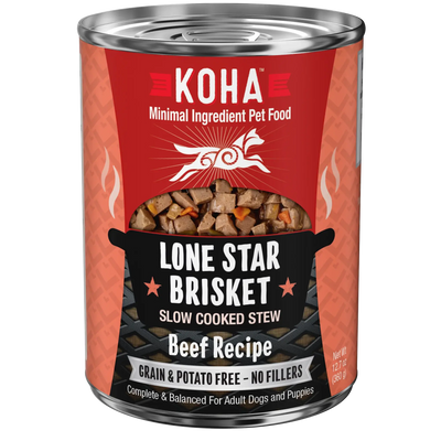 KOHA Lone Star Brisket Slow Cooked Stew Beef Recipe for Dogs 12.7oz Case of 12 KOHA