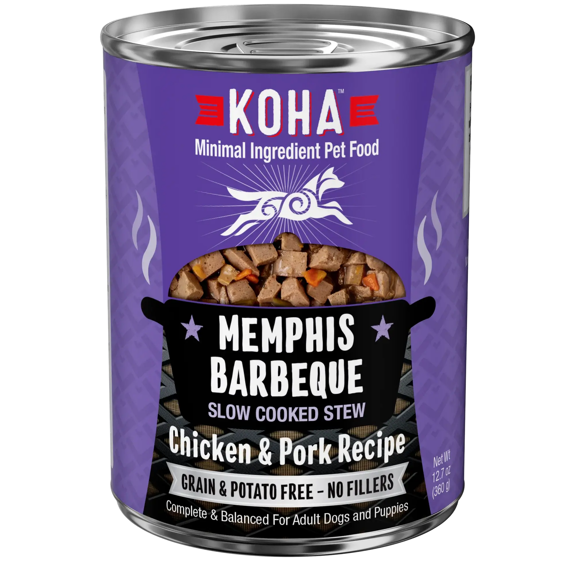 KOHA Memphis Barbeque Slow Cooked Stew Chicken & Pork Recipe for Dogs 12.7oz Case of 12 KOHA