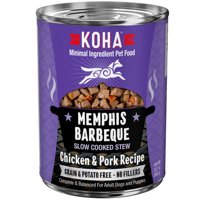 KOHA Memphis Barbeque Slow Cooked Stew Chicken & Pork Recipe for Dogs 12.7oz Case of 12 KOHA