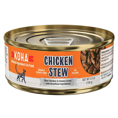 KOHA Minimal Ingredient Chicken Stew Wet Cat Food 5.5 oz Case of 24 KOHA