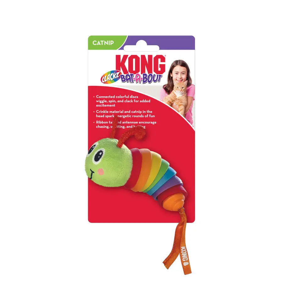 KONG Bat-A-Bout Clackz Caterpillar Cat Toy Kong