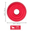 The KONG Donut Dog Toy by Kong is a red, durable rubber ring measuring 5.9 inches (15 cm) in diameter, designed for large/extra large dogs weighing 60–90 lb (27–41 kg).