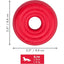 The KONG Donut Dog Toy by Kong is a red, circular rubber chew and fetch toy with a hole in the center, 3.5 inches (8.8 cm) in diameter, ideal for small/medium dogs up to 35 lbs (16 kg).