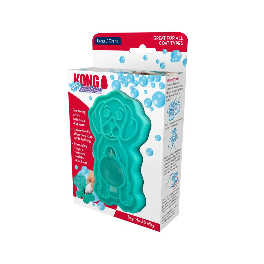 KONG ZoomGroom Bubbles Rubber Dog Grooming Brush Kong