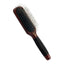 The Kenchii Metal Pin Brush-Oblong by Kenchii features a rectangular dark brown maple wood body, long rust-proof metal pins with rounded tips, and a black ridged rubber handle.