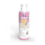 An 8oz bottle of Kenchii Pets Happy Kitty Grooming Spray features a pink label with a cartoon cat, hearts, and pet icons. It helps detangle, reduce static, condition coats, and nourishes with coconut oil. Brand: Kenchii.