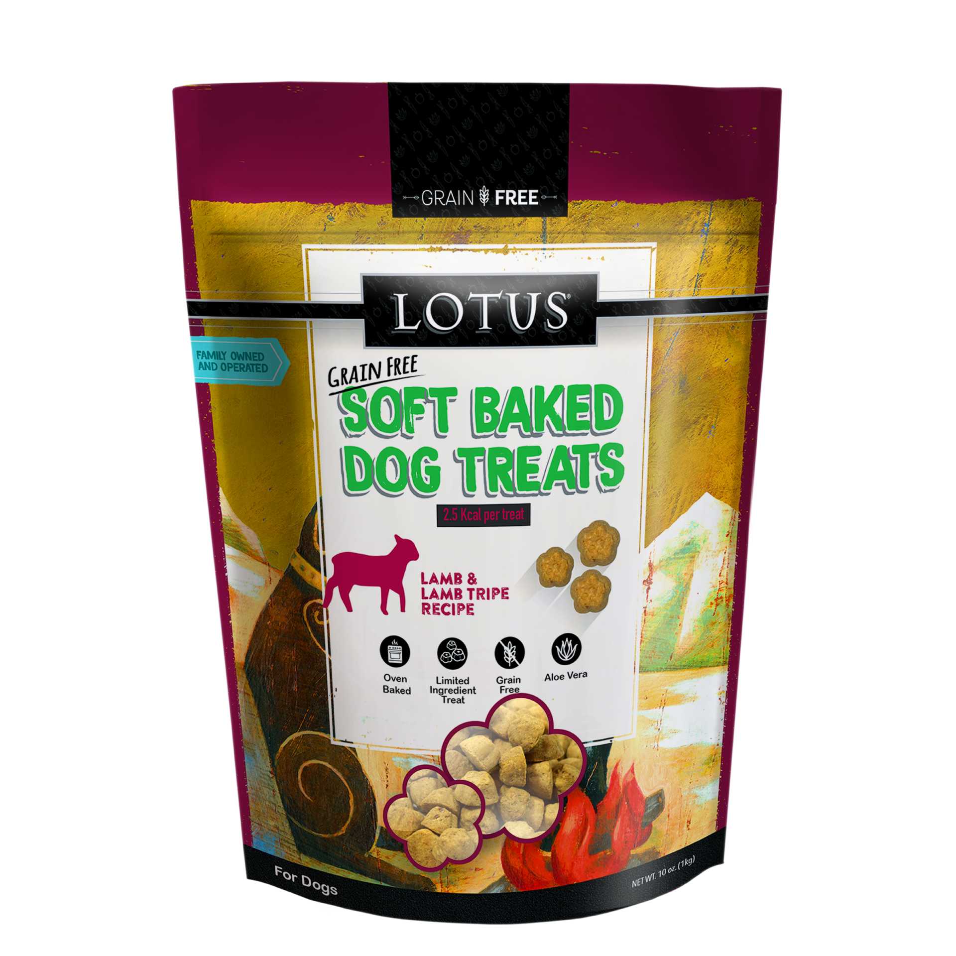 Lotus Soft-Baked Grain-Free Dog Treats Lamb Tripe Recipe Lotus