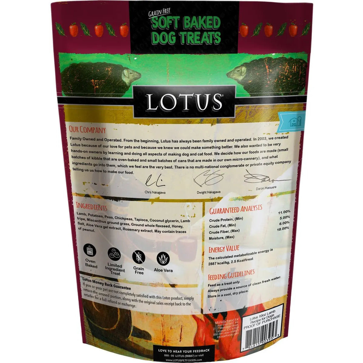 Lotus Soft-Baked Grain-Free Dog Treats Lamb Tripe Recipe Lotus