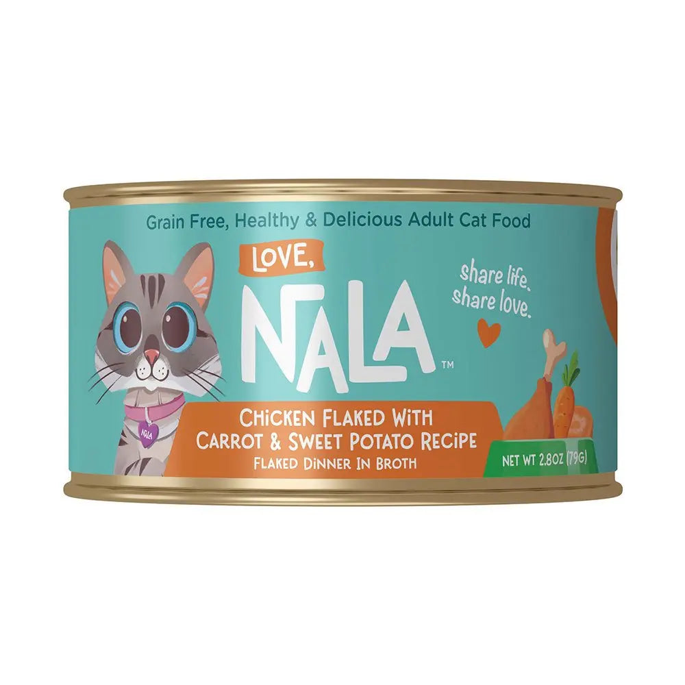 Love, Nala Chicken Flaked with Sweet Potato & Carrot Recipe in Broth Cat Food 2.8oz Case of 12 Love Nala