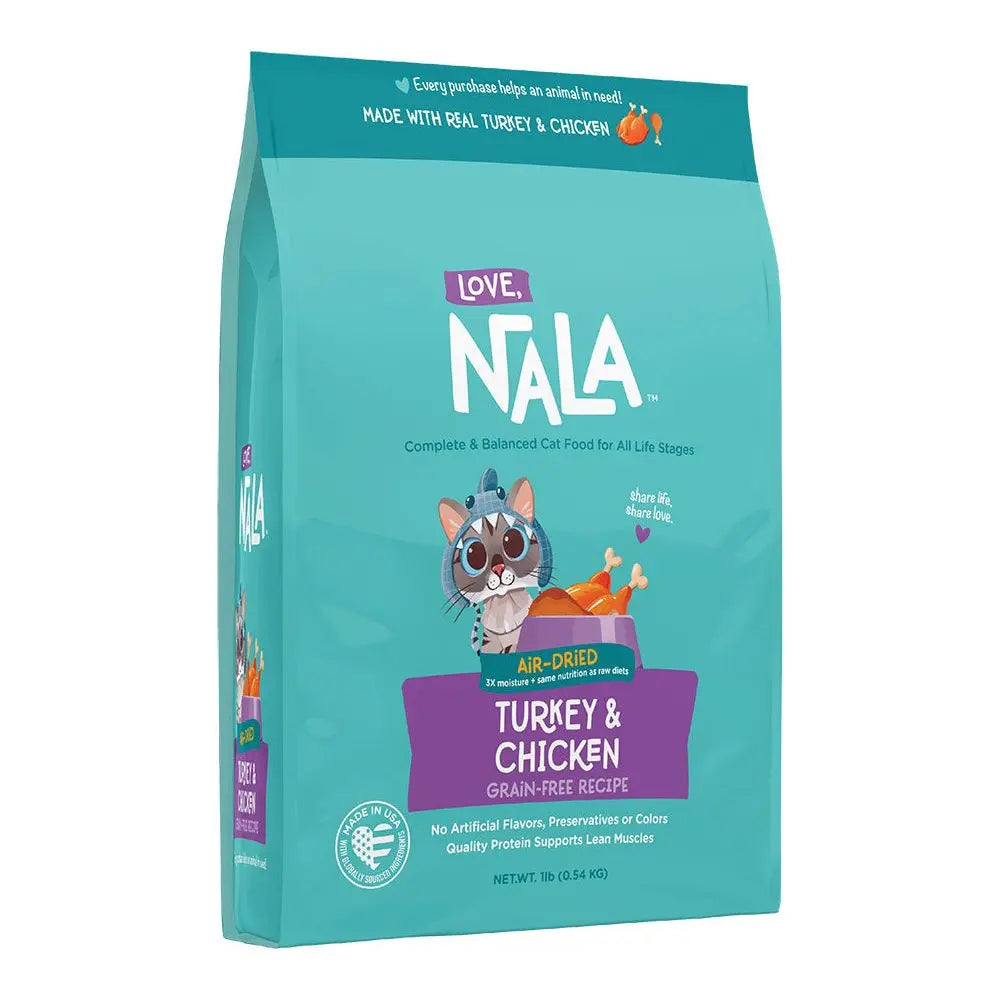 Love, Nala Turkey & Chicken Grain Free Recipe Air-Dried Adult Cat Food 1lb Love Nala
