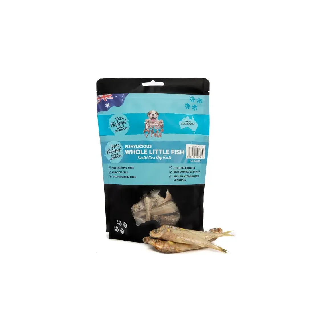 Loving Pets Australia Whole Little Fish Dog & Cat Treats 5.64 oz Loving Pets Australia