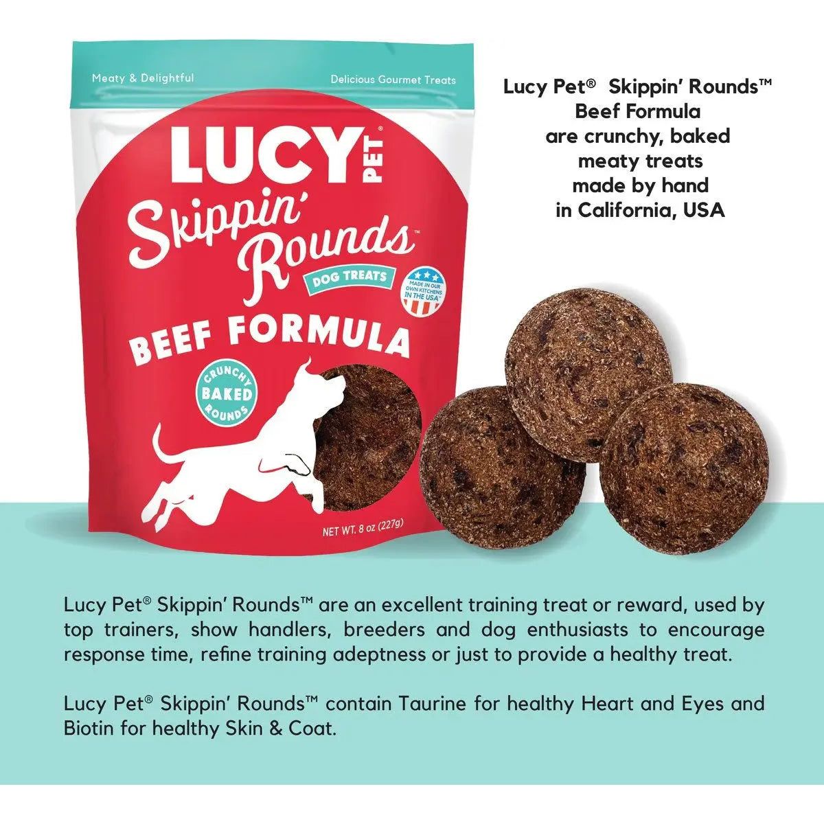 Lucy Pet Products Skippin' Rounds Beef Dog Treat 8 oz Lucy