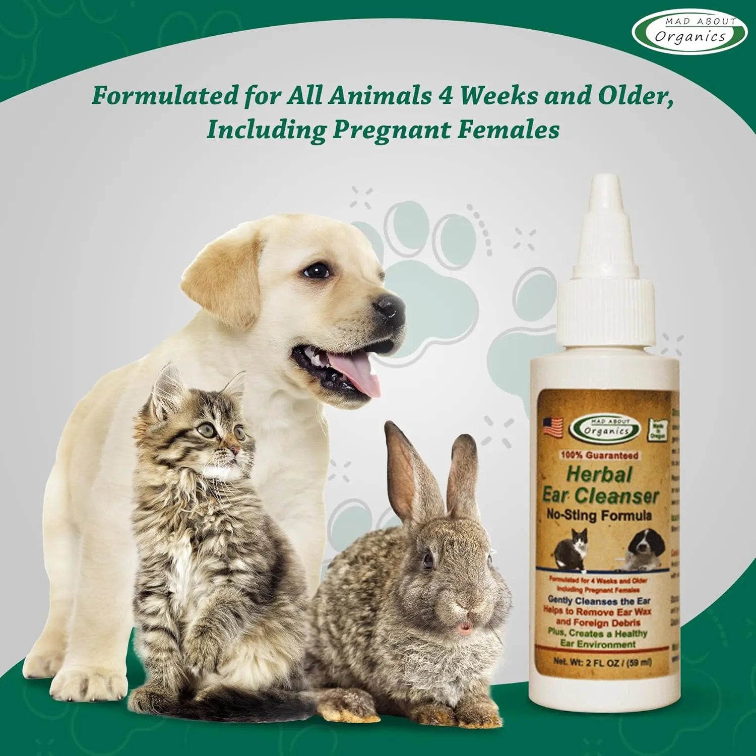 Mad About Organics Ear Cleaner - Gentle, Effective Healing for Pets 2oz Mad About Organics