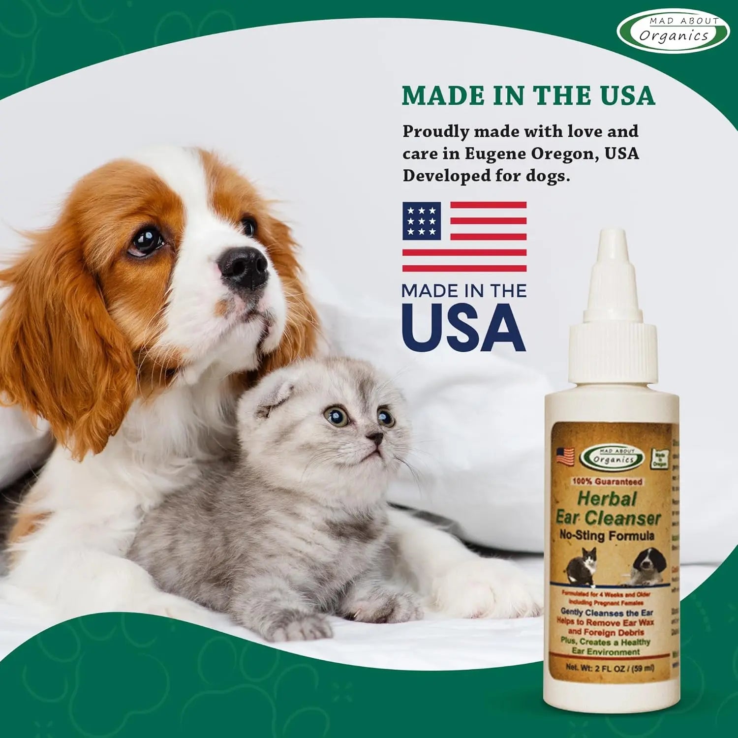 Mad About Organics Ear Cleaner - Gentle, Effective Healing for Pets 2oz Mad About Organics