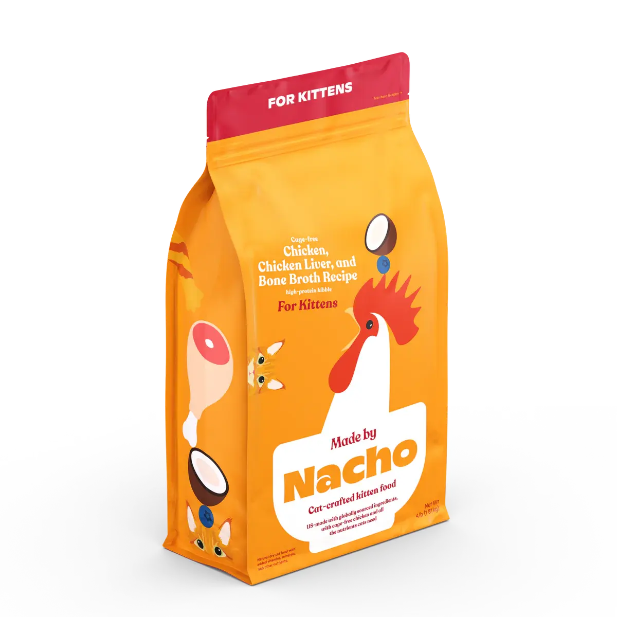 Made by Nacho Cage-Free Chicken, Chicken Liver & Bone Broth Recipe Kittens Dry Cat Food Made By Nacho