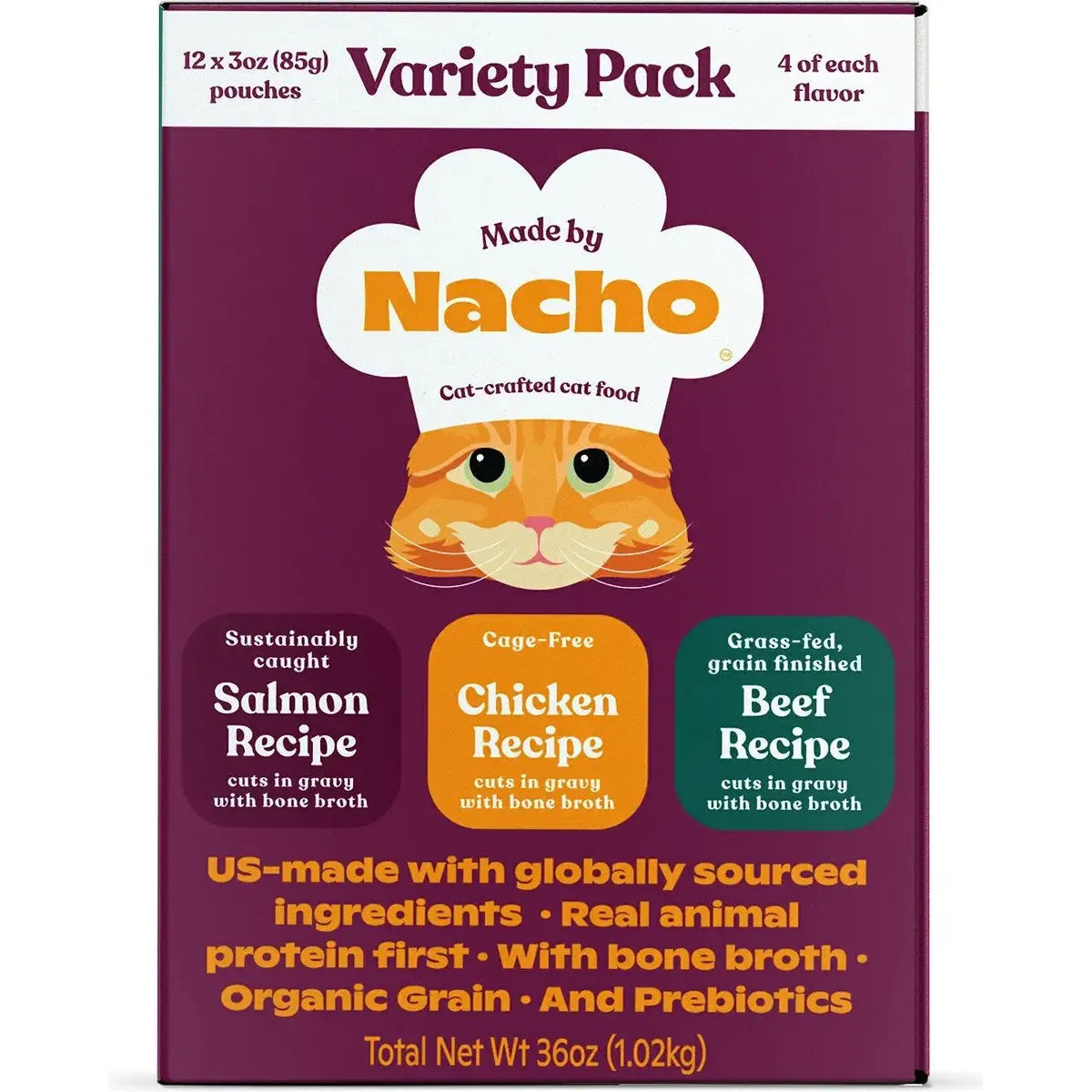 Made by Nacho Cuts In Gravy Recipes With Bone Broth Variety Pack Wet Cat Food 2-12 / 3 oz Made By Nacho