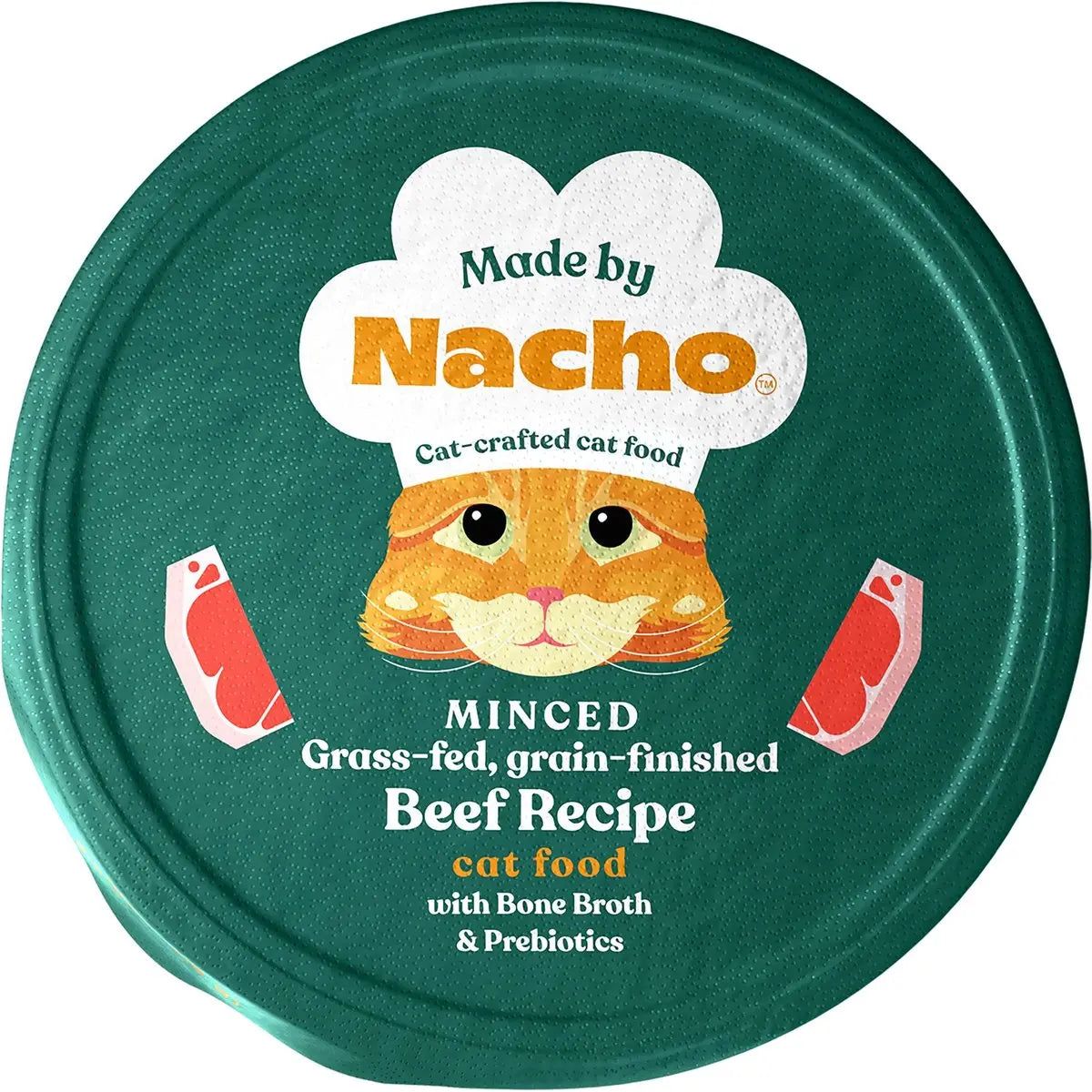 Made by Nacho Grass Fed, Grain-Finished Minced Beef Recipe With Bone Broth Wet Cat Food Made By Nacho