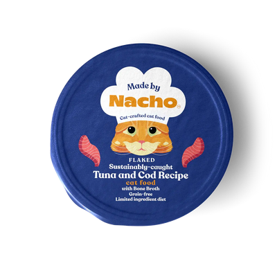 Made by Nacho Sustainably Caught Diced Tuna & Cod Recipe With Bone Broth Grain-Free Wet Cat Food 10 / 2.5 oz Made By Nacho