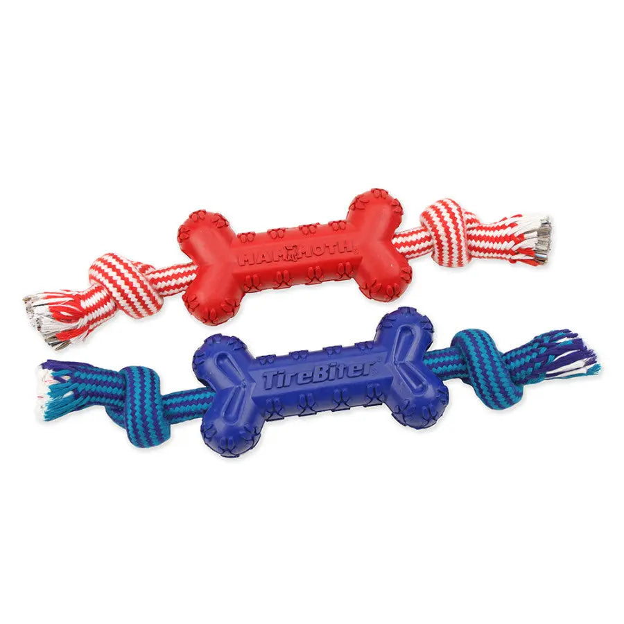 Mammoth Pet Products TireBiter Advanced Color Bone w/Extra Rope Dog Toy 7.25 in Mammoth Pet Products